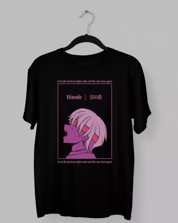 Remera de Hinode con la imagen de un vampiro japones con los ojos tapados