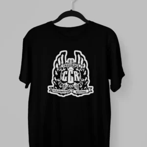 Remera de Creedence con las inciales CCR en medio de dos alas de Angel