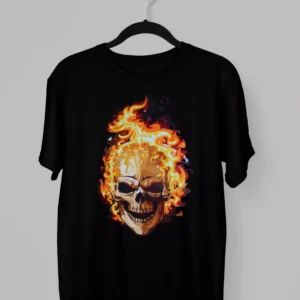 Remera de Ghost Rider con la calavera de fuego