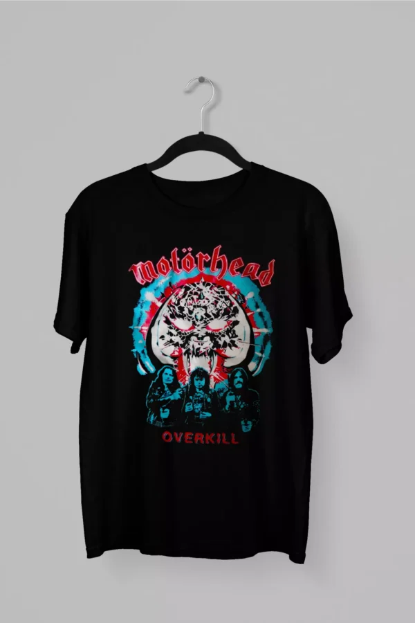 Remera de Motorhead con los integrantes de la banda y el logo de Overkill