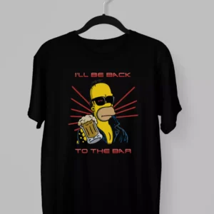 Remera con la frase I'll be back to the bar con Homero Simpson