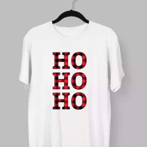Remera navideña con la risa de Papa Noel HO HO HO