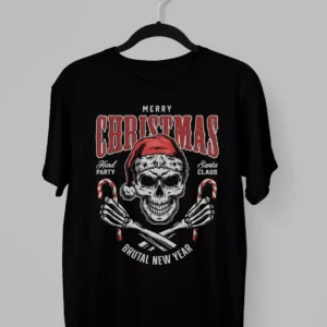 Remera Navideña con Calavera Merry Christmas Brutal New Year